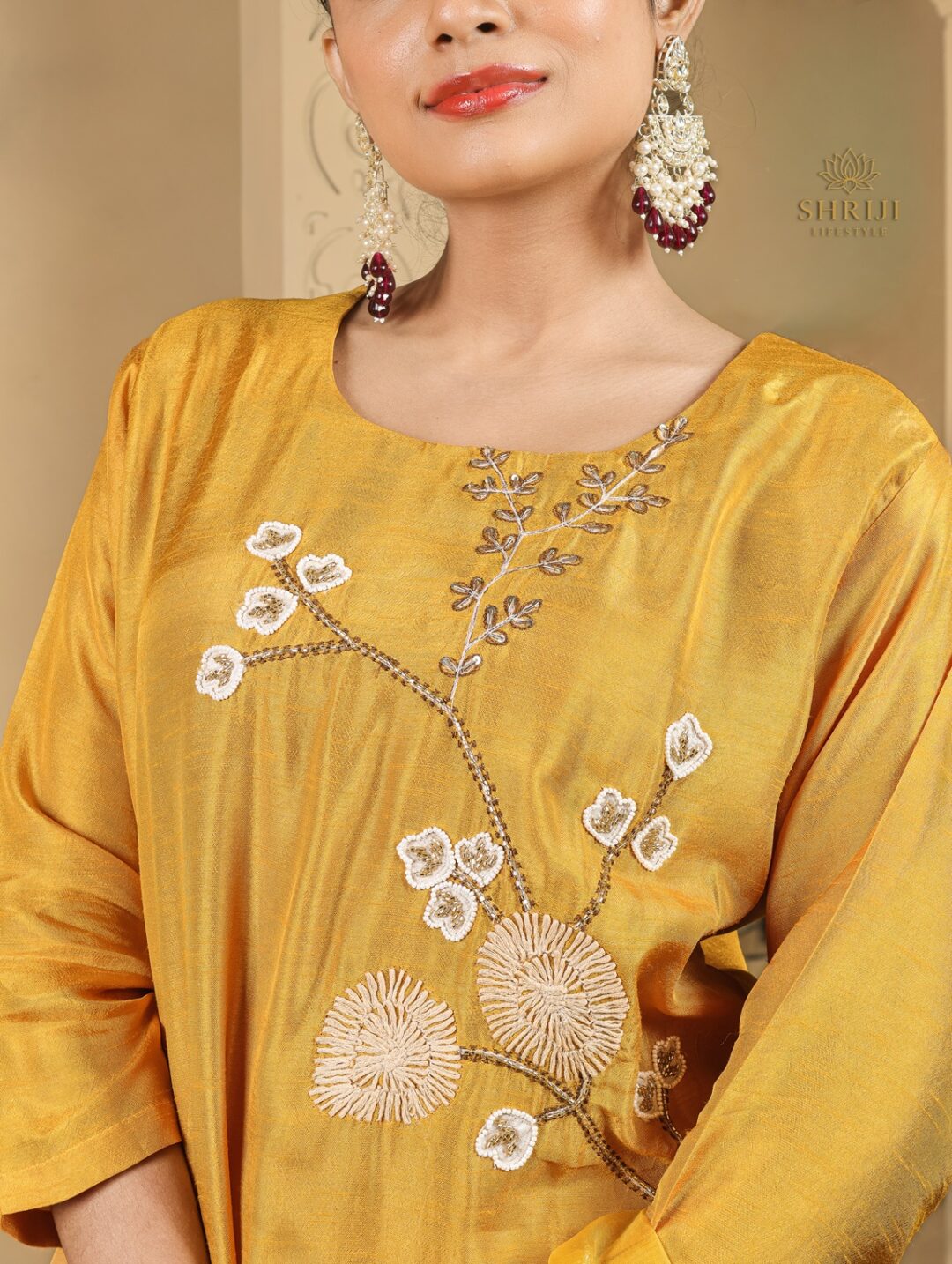 yellow dola silk suit set with dupatta