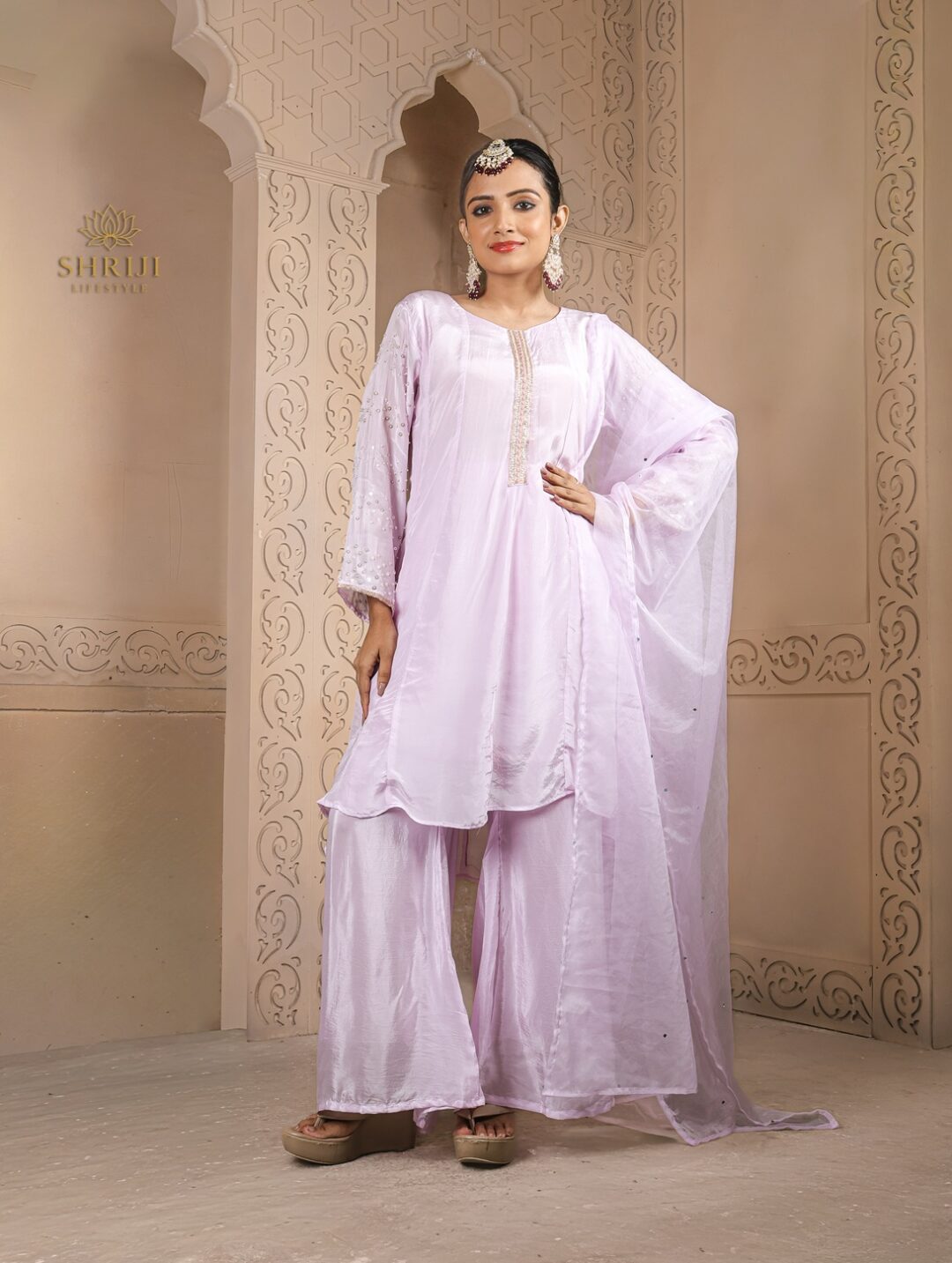 lalic short kali style top plazoo dupatta