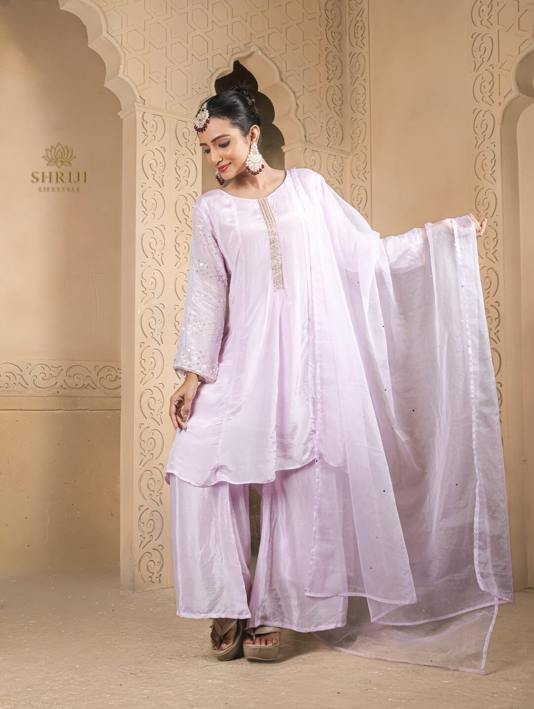 lalic short kali style top plazoo dupatta