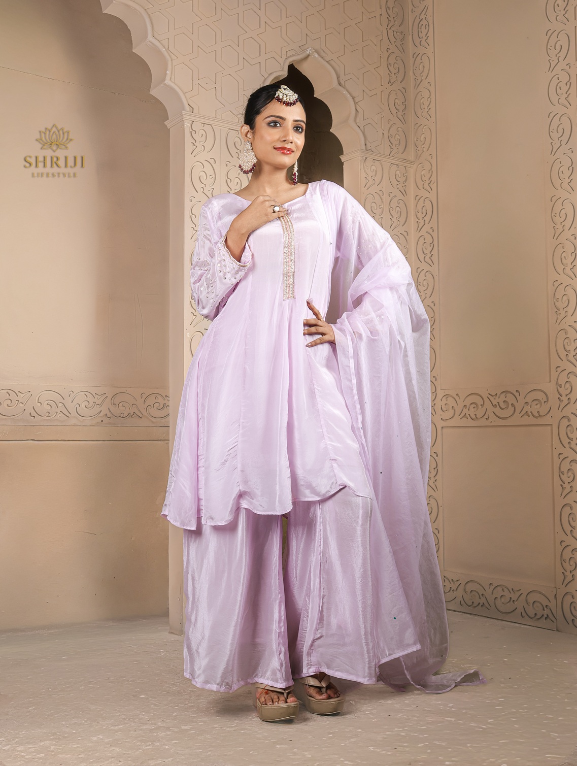 lalic short kali style top plazoo dupatta