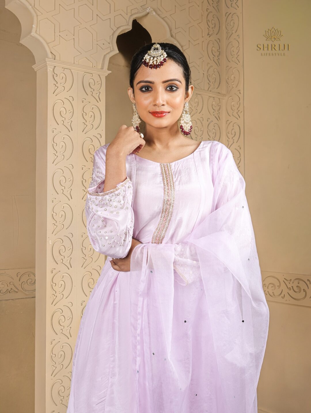 lalic short kali style top plazoo dupatta