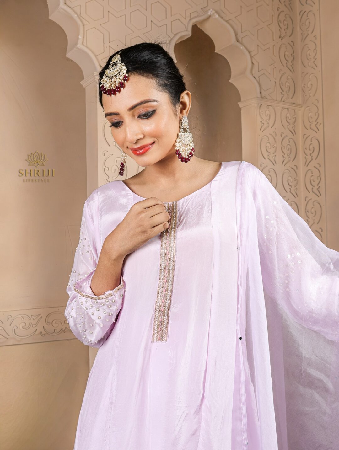 lalic short kali style top plazoo dupatta