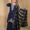 blue dola silk plazoo set with dupatta