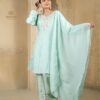 mint green dola short kali top plazoo set with dupatta