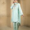light green short kali top plazoo set with dupatta