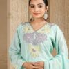 light green short kali top plazoo set with dupatta