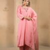 peach dola silk kurtab set with dupatta