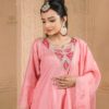 peach dola silk kurtab set with dupatta