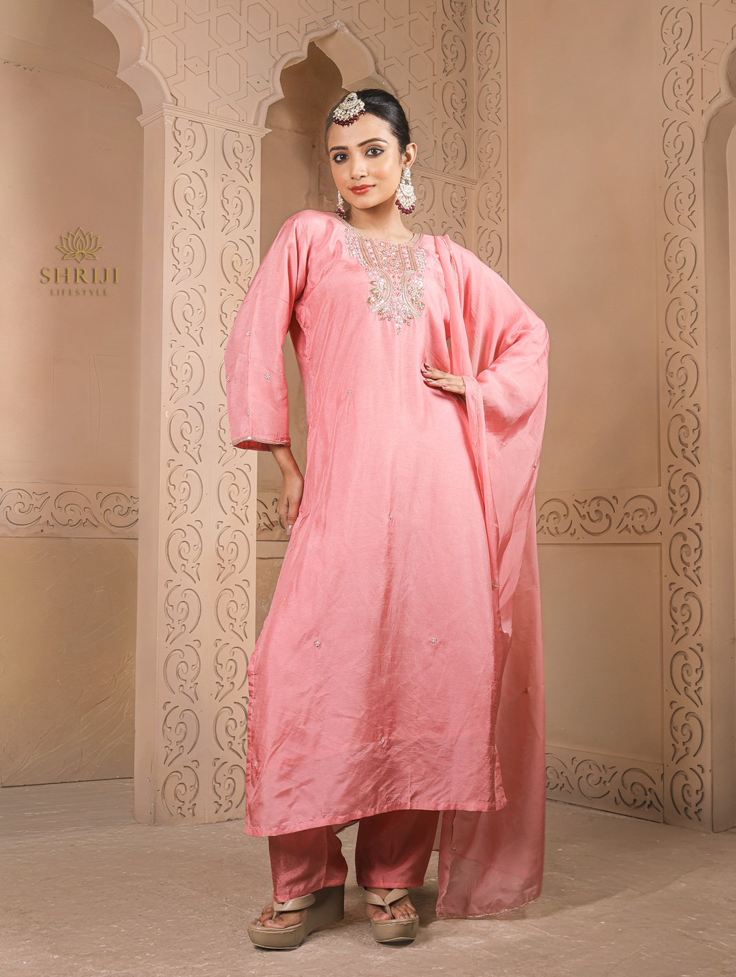 mint green dola short kali top plazoo set with dupatta (copy)