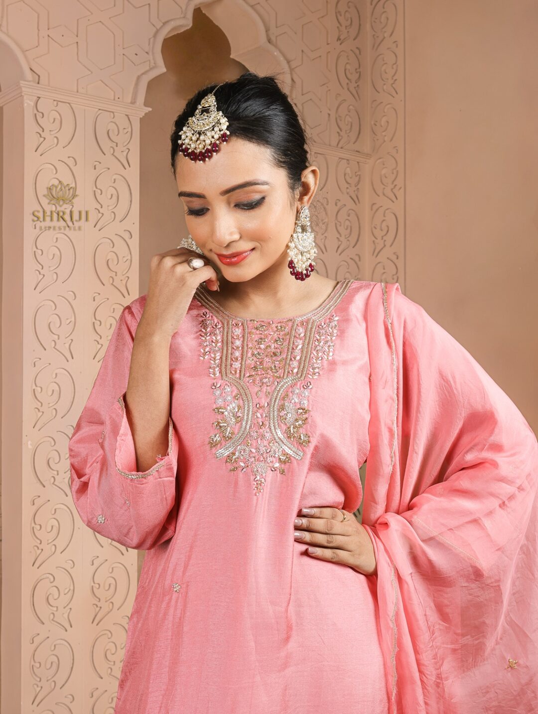 mint green dola short kali top plazoo set with dupatta (copy)