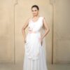 chinon white drep saree