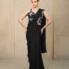 chinon black drep saree