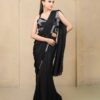 chinon black drep saree