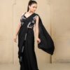 chinon black drep saree