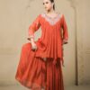 orange chinon sharara set