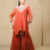 orange chinon sharara set