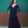 blue chinon sharara set