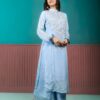 blue chinon suit set with dupatta