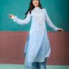 blue chinon suit set with dupatta
