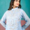 blue chinon suit set with dupatta