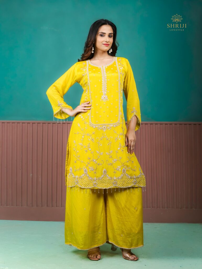 yellow suit set with dupatta