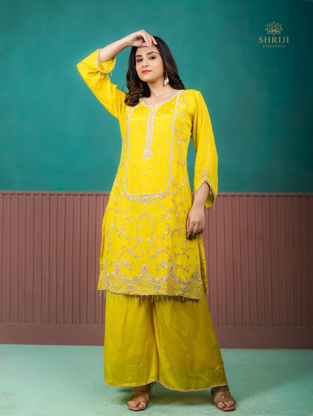 yellow suit set with dupatta
