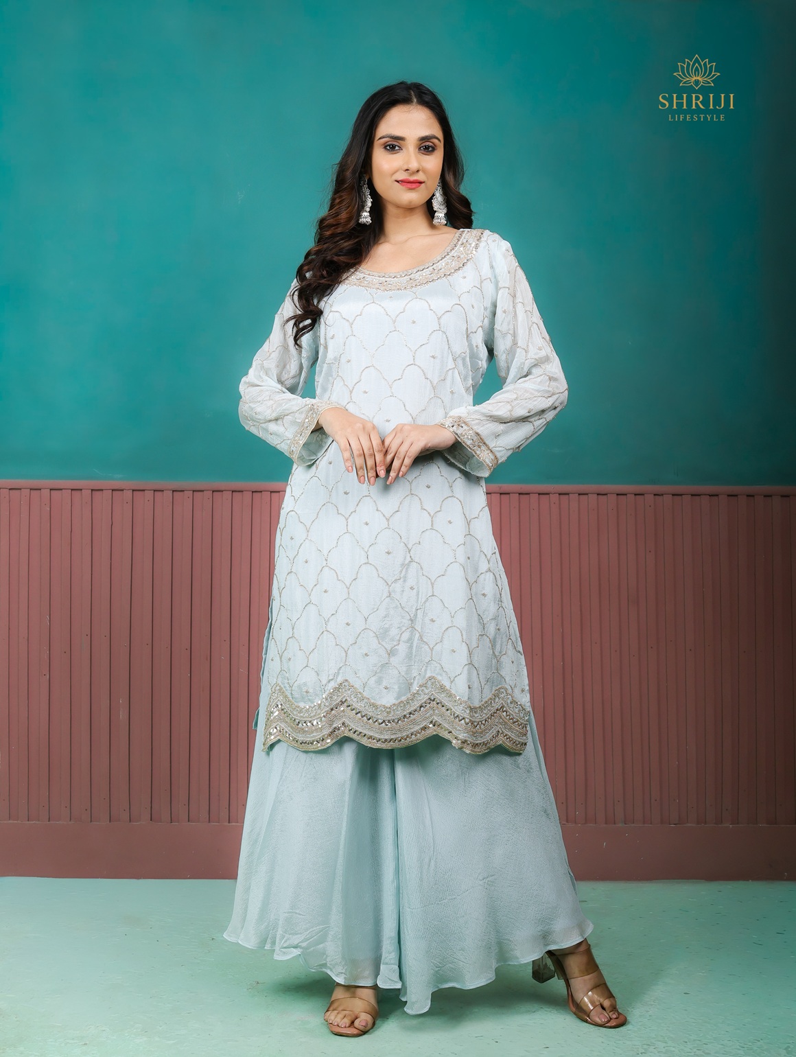 mint green sharara set with dupatta (copy)