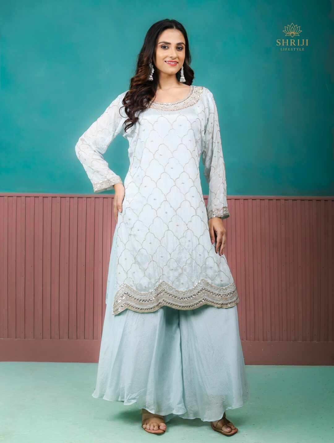 mint green sharara set with dupatta (copy)