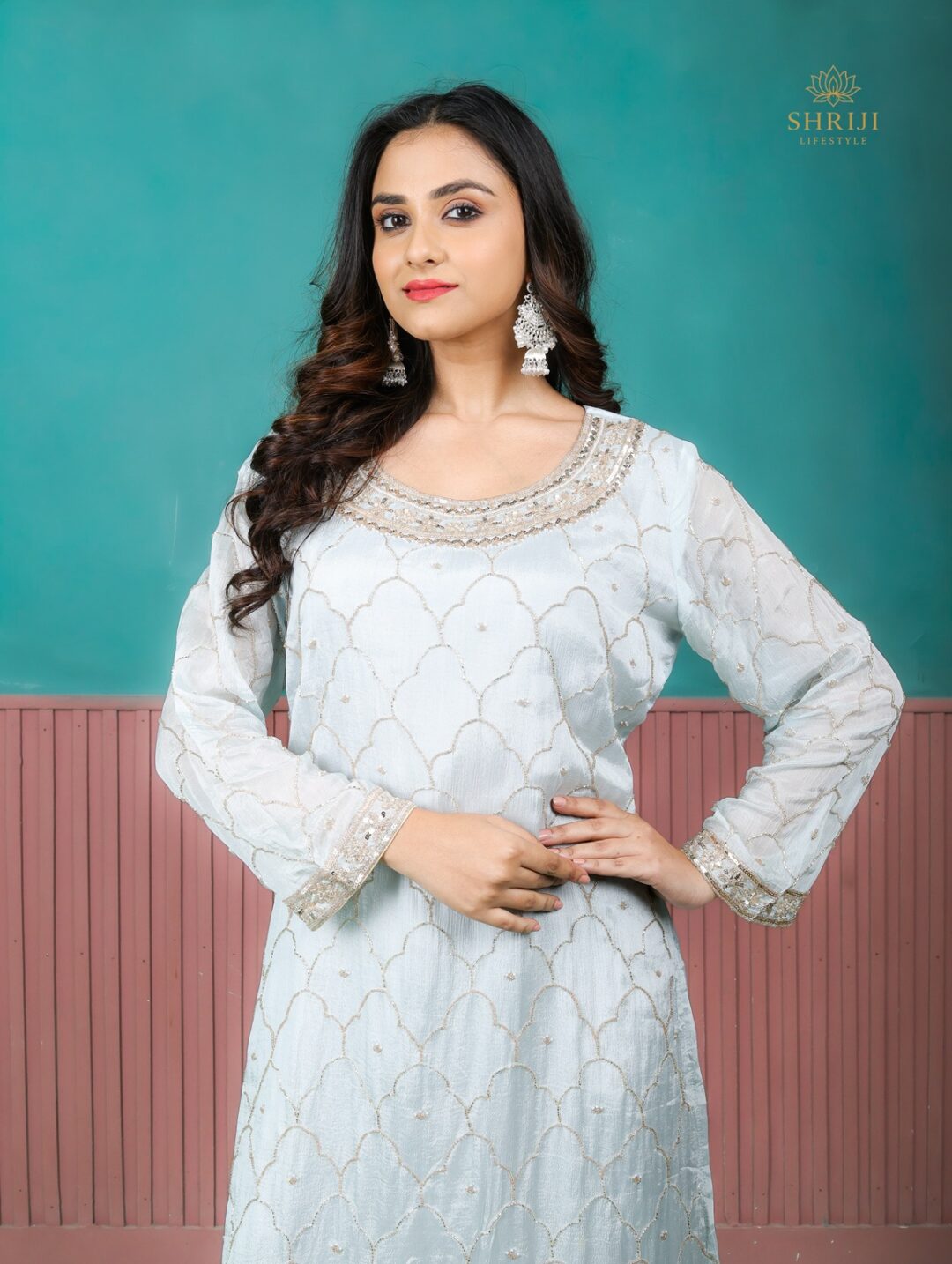 blue sharara set with dupatta