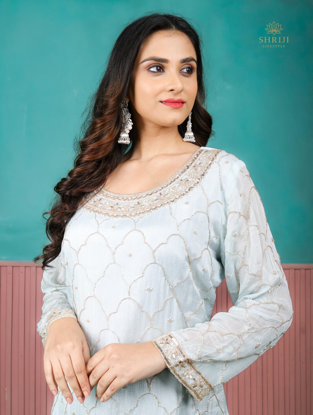 blue sharara set with dupatta