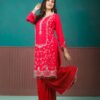 red suit set with dupatta