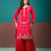 red suit set with dupatta