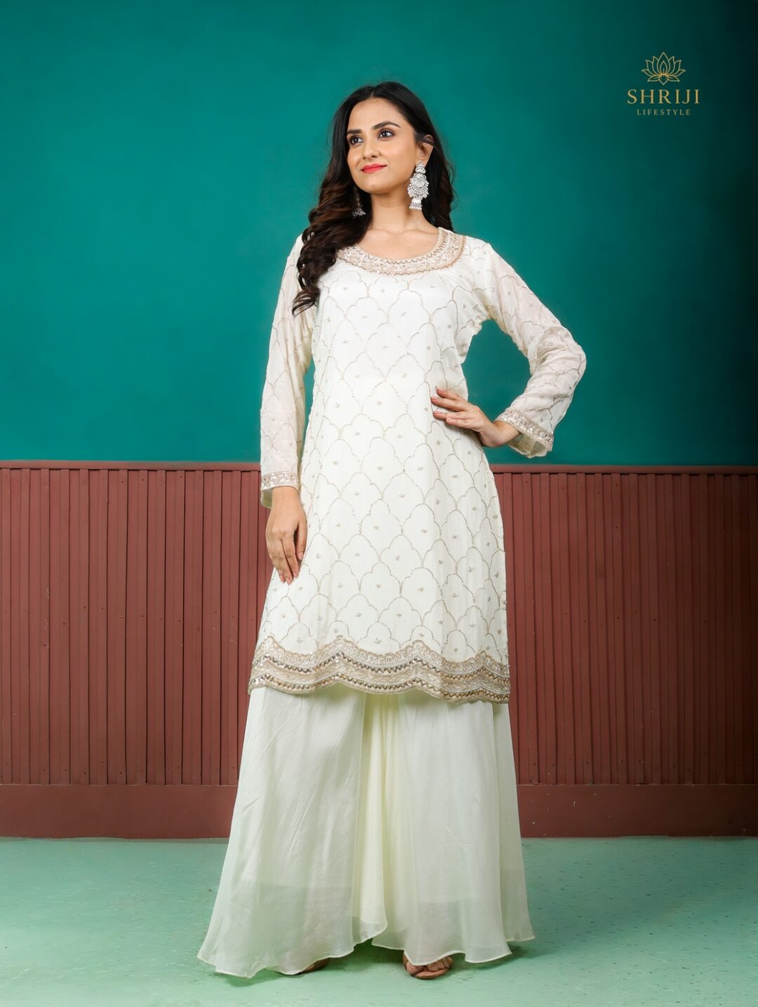 mint green sharara set with dupatta