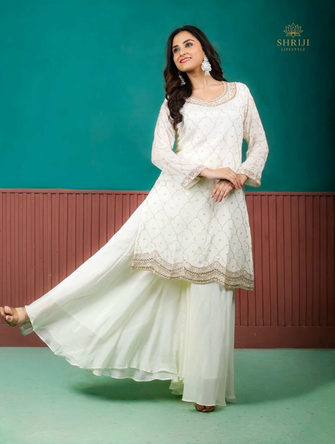 mint green sharara set with dupatta