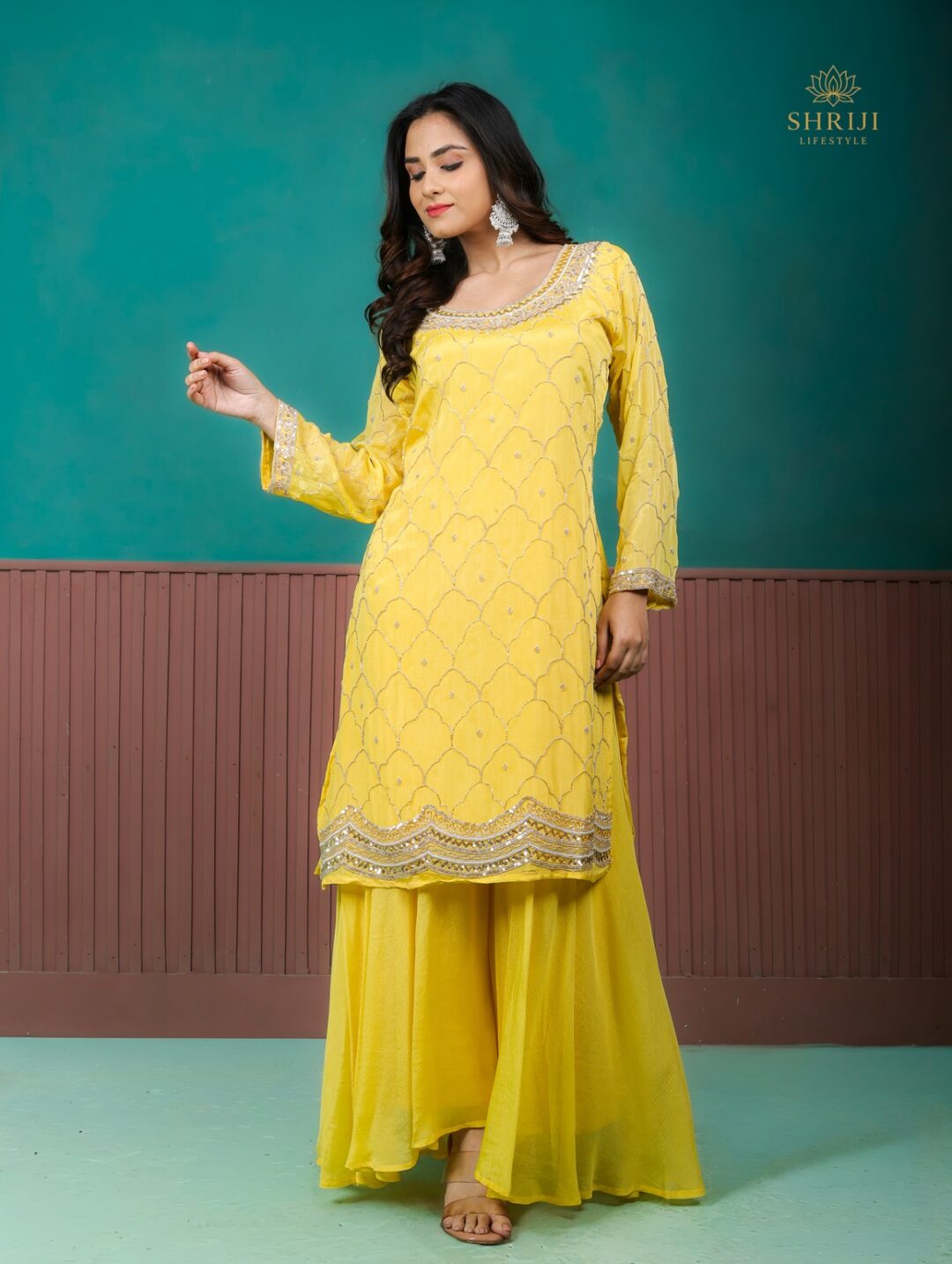 yellow sharara set with dupatta