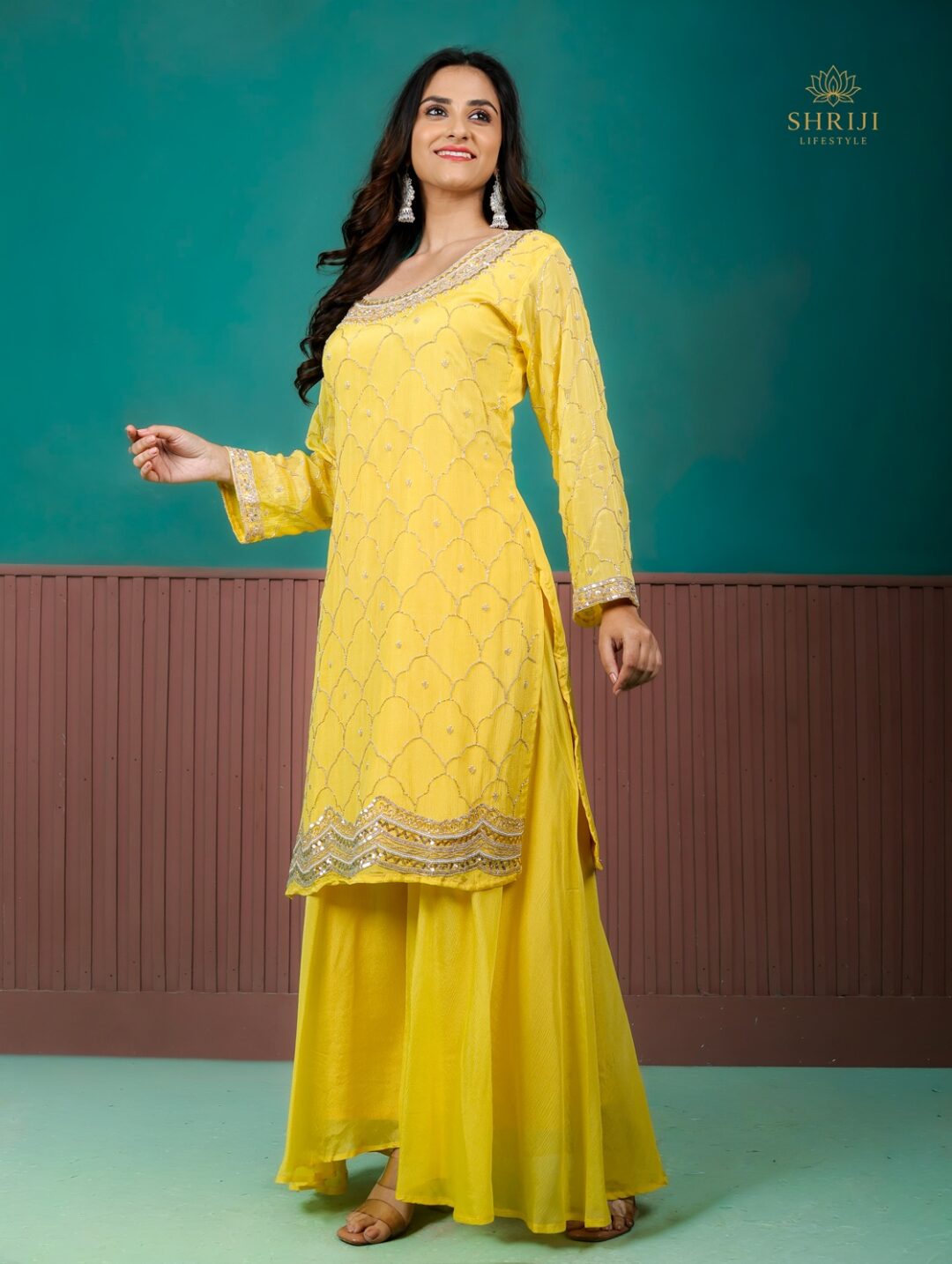 yellow sharara set with dupatta