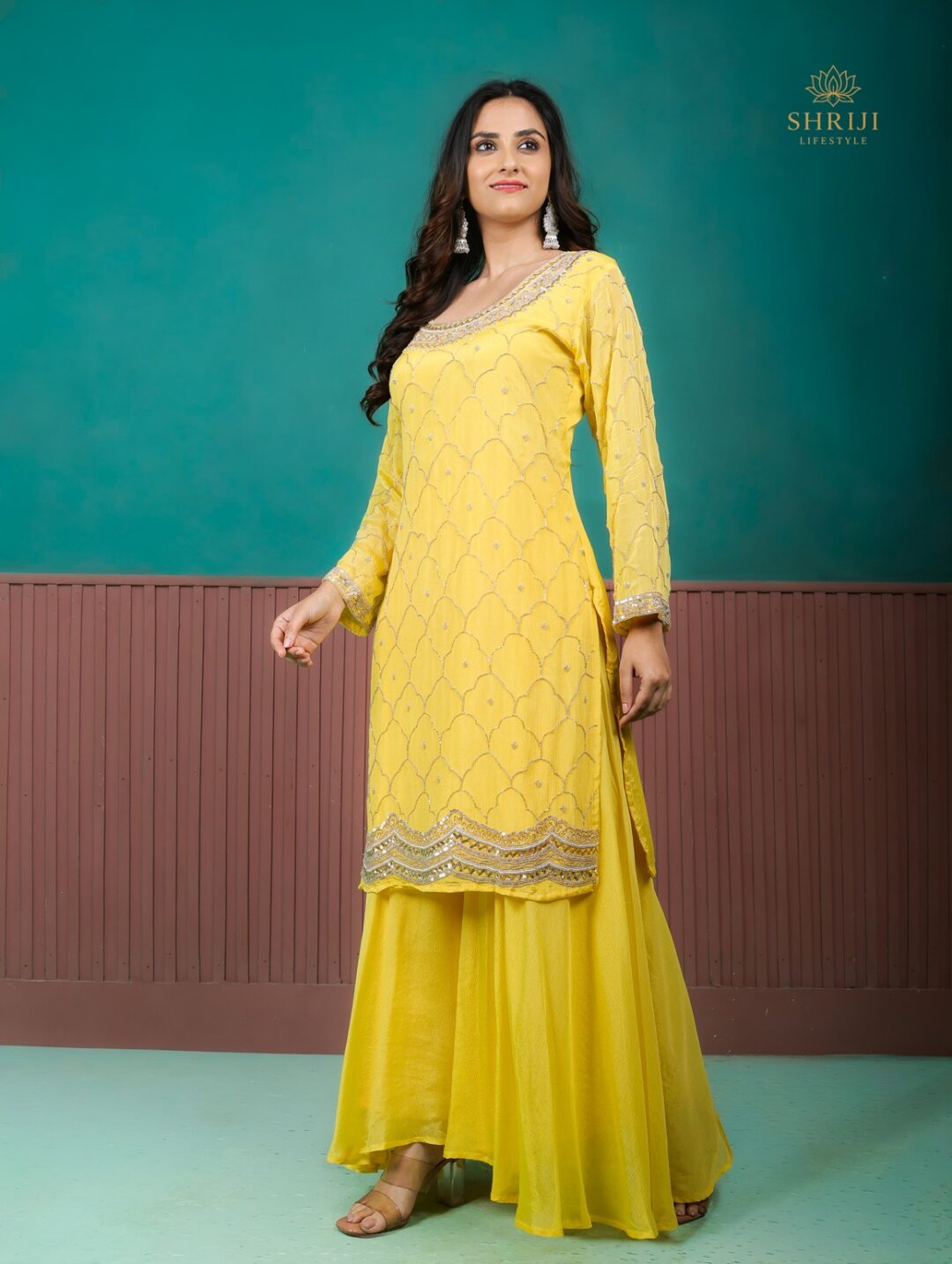 yellow sharara set with dupatta