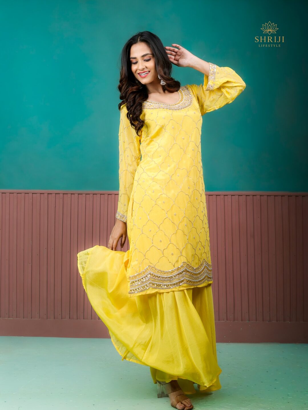 yellow sharara set with dupatta