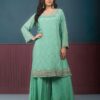 rama green sharara set with dupatta
