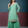 rama green sharara set with dupatta