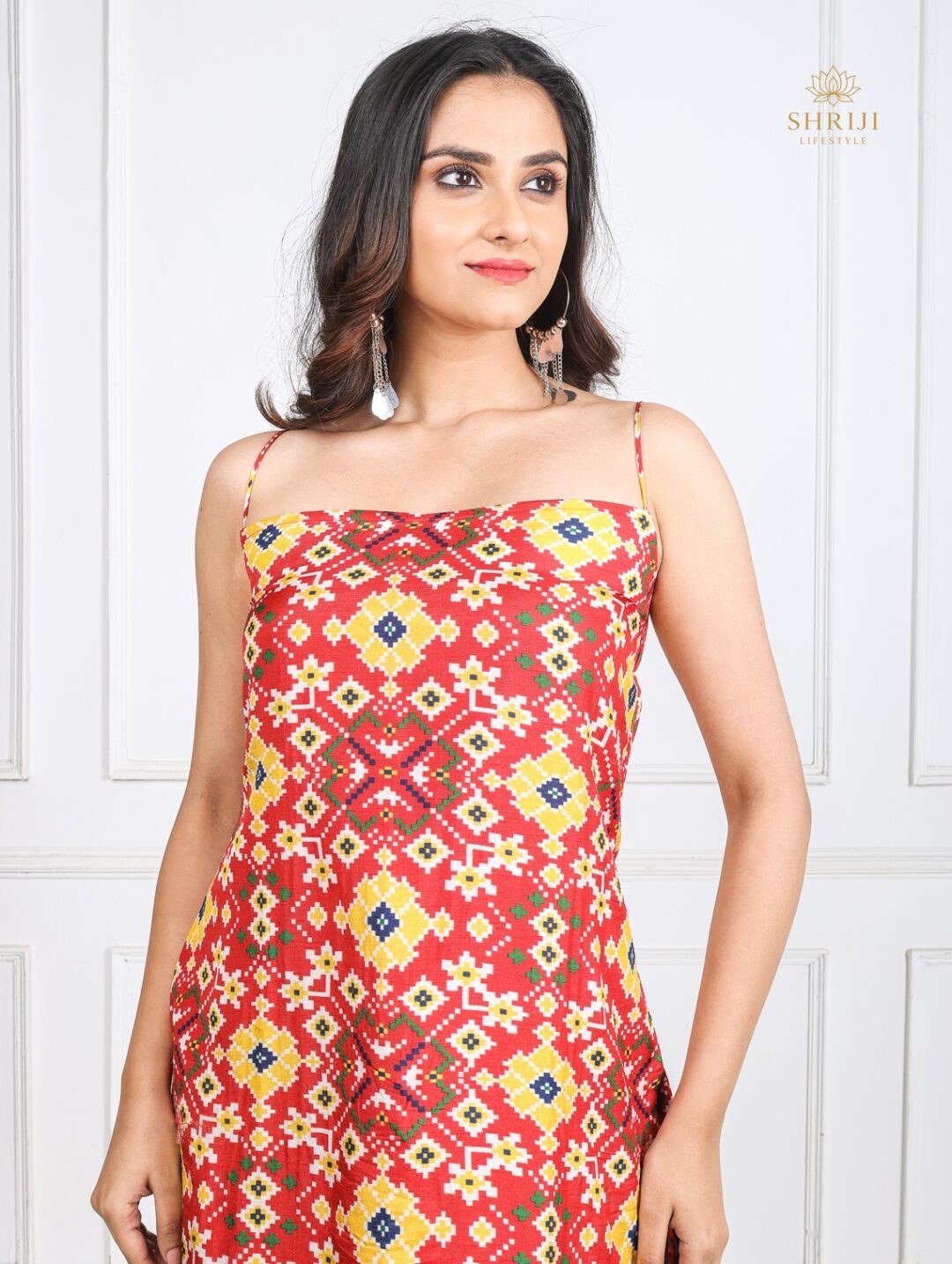 orange patola print kurti