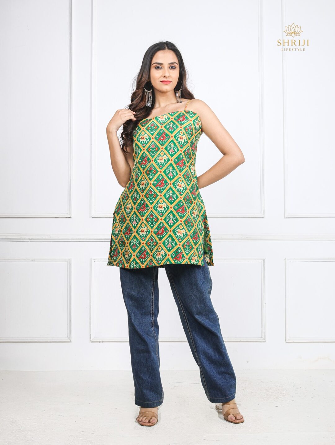 blue patola print kurti (copy)