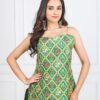 green patola print kurti